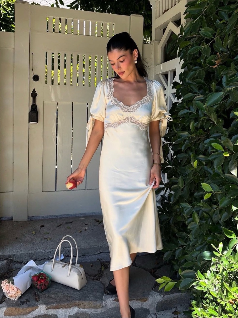 REFORMATION x Kacey Musgraves Stella Silk Dress in Ivory 0